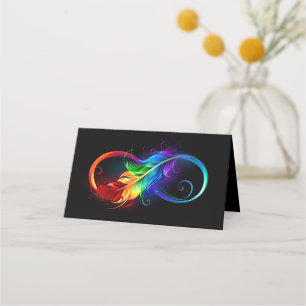 Carte De Rendez-vous Symbole d'infini avec plume arc-en-ciel