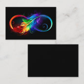 Carte De Rendez-vous Symbole d'infini avec plume arc-en-ciel (Devant / Derrière)