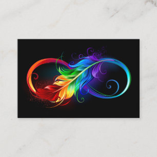 Carte De Rendez-vous Symbole d'infini avec plume arc-en-ciel
