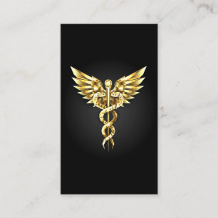 Carte De Rendez-vous Symbole Polygonal Or Caduceus