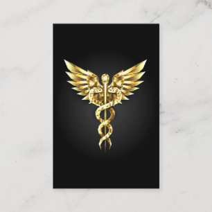 Carte De Rendez-vous Symbole Polygonal Or Caduceus