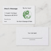 Carte De Rendez-vous SYMBOLE YINYYYANYEN (vert) (Devant / Derrière)