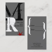 Carte De Rendez-vous Taille normale grise verticale d'initiales (Devant / Derrière)