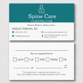 Carte De Rendez-vous Teal Chiropractor Appointment Reminder Card