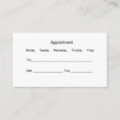 Carte De Rendez-vous Thérapeute physique classique Médicale (Dos)