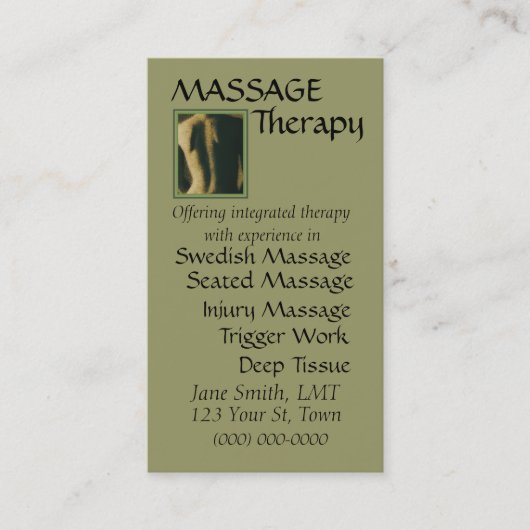 Carte De Rendez-vous Thérapie de massage (Devant)