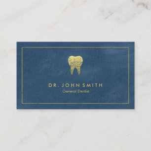 Carte De Rendez-vous Toile Bleue Cadre doré & dent - Dentiste