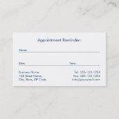 Carte De Rendez-vous Toile Bleue Cadre doré & dent - Dentiste (Dos)