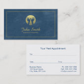 Carte De Rendez-vous Toile Bleue Cadre doré, Massage des mains (Devant / Derrière)