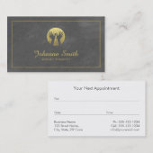 Carte De Rendez-vous Toile Gris Cadre doré, Massage des mains (Devant / Derrière)