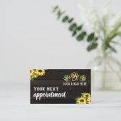 Carte De Rendez-vous Tournesols rustiques Grain de bois Votre logo (Debout devant)