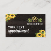Carte De Rendez-vous Tournesols rustiques Grain de bois Votre logo (Devant)