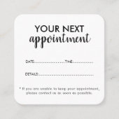 Carte De Rendez-vous Trendy Modern Salon Appointment Reminder Card (Devant)