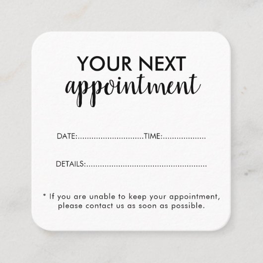 Carte De Rendez-vous Trendy Modern Salon Appointment Reminder Card (Devant)