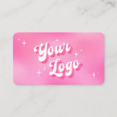 Carte De Rendez-vous Trendy Retro Pink Makeup Lashes Beauty Salon Logo (Devant)