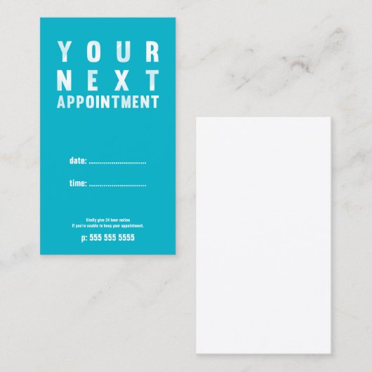 Carte de rendez-vous Turquoise (Devant / Derrière)