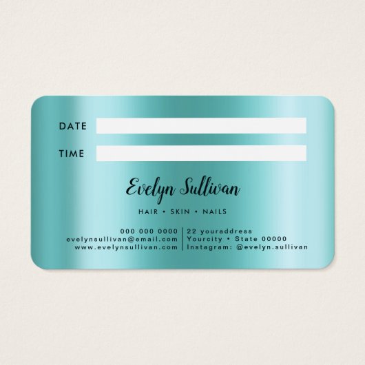 Carte de rendez-vous turquoise (Dos)