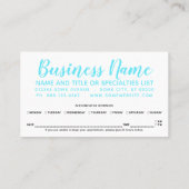 Carte de rendez-vous turquoise et chocolat (Dos)