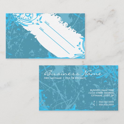 carte de rendez-vous turquoise grunge (Devant / Derrière)