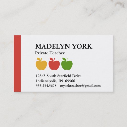 Carte De Rendez-vous Tuteur d'enseignant privé (Devant)