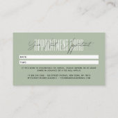 Carte De Rendez-vous Typographie de script de coiffeur moderne vert sau (Dos)
