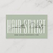 Carte De Rendez-vous Typographie de script de coiffeur moderne vert sau (Devant)