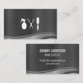 Carte De Rendez-vous Vague métallique | Barber Stylist Outils (Devant / Derrière)