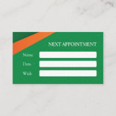 Carte De Rendez-vous Vert professionnel avec rayure orange (Dos)