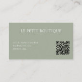 Carte De Rendez-vous Vert sauge moderne avec code QR (Dos)