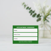 Carte de rendez-vous verte d'affaires (Debout devant)