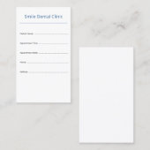 Carte De Rendez-vous Vertical Dental Appointment Card Clean Design (Devant / Derrière)