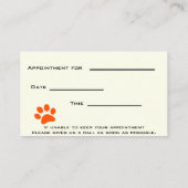 Carte De Rendez-vous vétérinaire (Dos)