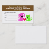 Carte de rendez-vous vétérinaire (Devant / Derrière)