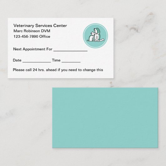 Carte de rendez-vous vétérinaire design simple (Devant / Derrière)