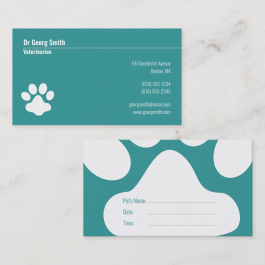 Carte De Rendez-vous vétérinaire | Info (Devant / Derrière)