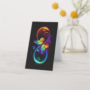 Carte De Rendez-vous Vibrant infinity with rainbow butterfly on black