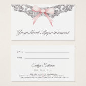 Carte de rendez-vous vintage argent cadre rose (Devant & derrière)
