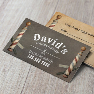 Carte De Rendez-vous Vintage Barber Hair Styliste Razor Nomination