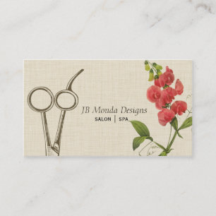 Carte De Rendez-vous Vintage Floral Hair Styliste Shears Ciseaux