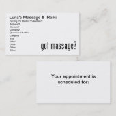 Carte De Rendez-vous Vous avez reçu un massage ? (Devant / Derrière)