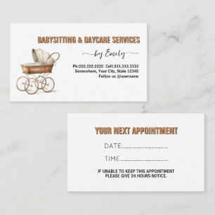 Carte De Rendez-vous Watercolor berceau Babysitting entreprise