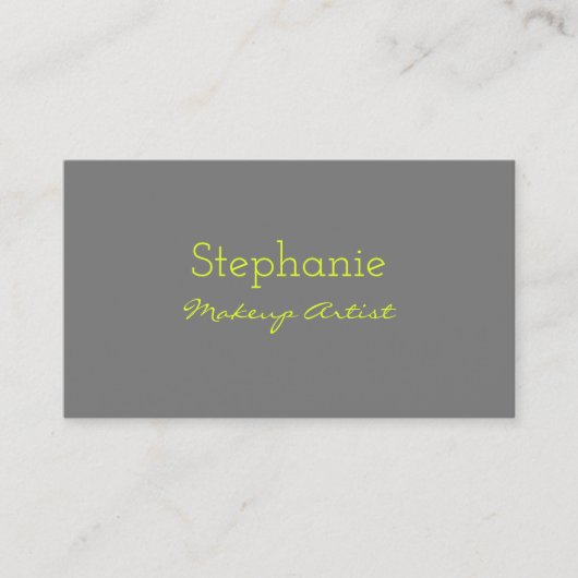 Carte De Rendez-vous Yellow Grey Gray Custom Neon Color Makeup Artist (Devant)