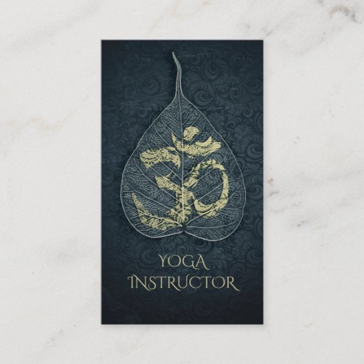 Carte De Rendez-vous Yoga Instructor Nomination Bodhi Leaf OM Symbole (Devant)