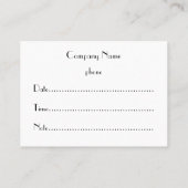 Carte de rendez-vous Zebra (Dos)