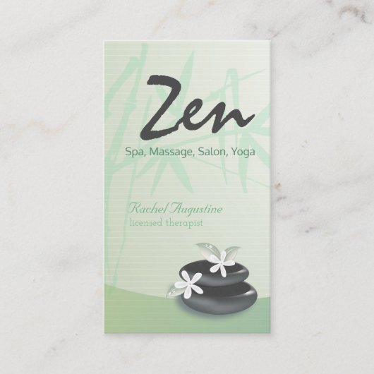 Carte De Rendez-vous ZEN Stone Bambou SPA Massage Thérapiste Rendez-vou (Devant)