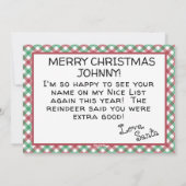 Carte de rennes de Noël de Père Noël (Dos)