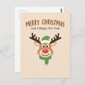 Carte de rennes de Noël joyeux (Devant / Derrière)