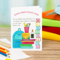 Carte de rentrée scolaire Sac à dos de bénédiction