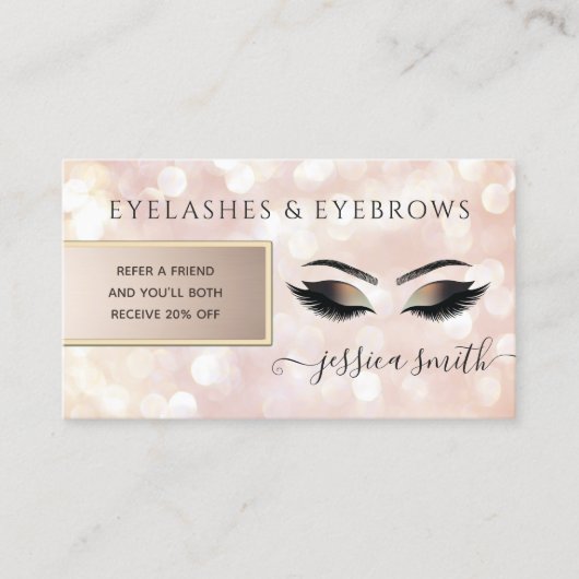 Carte de renvoi chic bokeh cils & sourcils (Devant)