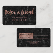 Carte de renvoi rose or typographie marbre noir (Devant / Derrière)